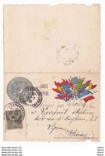 Carte lettre publicitaire Le Gaulois Bergougnan avec drapeau américain