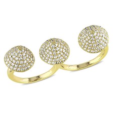 Bague À Deux Doigts En Diamant Pave En Or Jaune 10K Pour Femme Taille 5-12