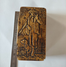 BELLE BOITE A PRISER SNUFF BOX TABATIERE XIXe bois pressé Bouleau chien chasse