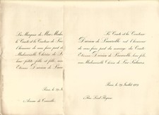 Paris 1909.Faire-part Mariage Familles Durieu de Lacarelle-De Lur Saluces.