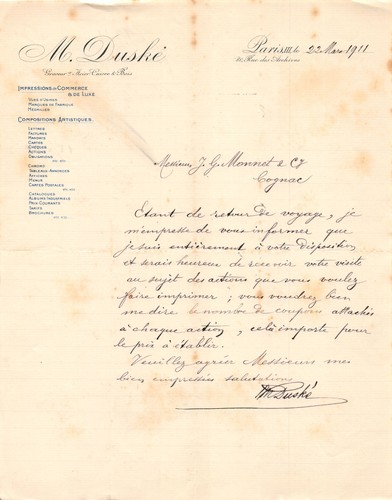 1911 facture lettre duske a - 1911,