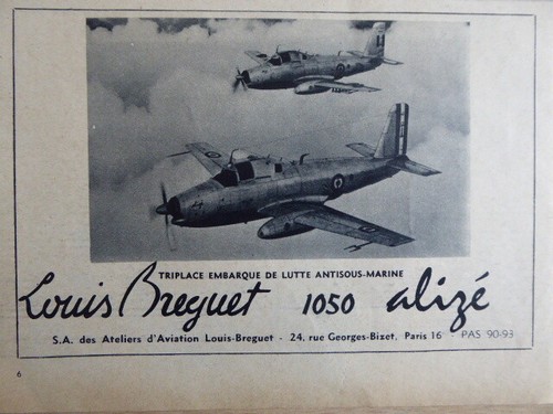 1957 pub avion breguet 1050 - 5/1957,