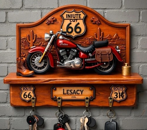 Porte clé mural - porte, moto