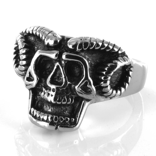 Bague acier horn monster alien - acier,