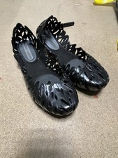 Melissa X Campana Costela De Adao Jelly Flats 37 Black Leaf Cutout Shoes