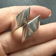 Ancienne Bague En Argent Massif 925 Jonc Alliance Anneaux Créateur tank 