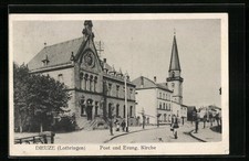 CPA Dieuze /Lothringen, Post et Evangelische l'Église 1915 