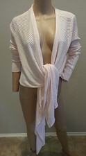 Eileen Fisher Pink Sweater Wrap Light 100% Cotton Open Cardigan Sweater Top S