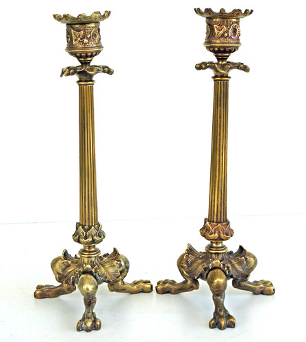 Paire bougeoirs tripodes en - paire, de