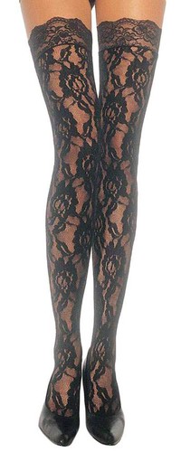 Bas dentelle rose sans - rose,