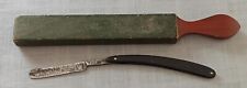 Ancien rasoir coupe-choux + cuir affûtage dans son étuis 