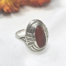 Bague D'époque Art Déco Argent Sertie D'une Cornaline Taille 53