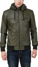 Veste en cuir d'agneau vert