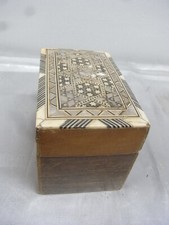 ?? ANCIENNE BOITE A CARTE BOIS INCRUSTATION MARQUETERIE DE NACRE COFFRET
