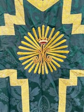 Chape Vêtement & Linge Messe Liturgique Prêtre Fleurs Verte N4