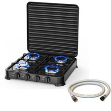 Plaque de cuisson gaz portable 4 feux 8800W tuyau gaz INTEC