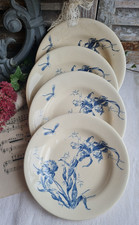 4 ANCIENNES ASSIETTES CREUSE TERRE DE FER IRIS MEDAILLE D'OR GIEN