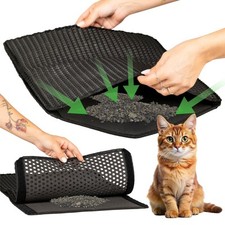 Tapis litière chat 50 x 38 cm tapis en silicone inodore couche double avec trous