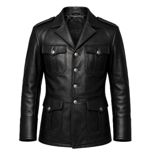 Veste cuir campagne - cuir, noir