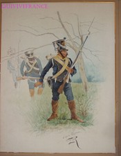 GRAND DESSIN AQUARELLÉ INFANTERIE LEGERE - PREMIER EMPIRE - LUCIEN ROUSSELOT #2