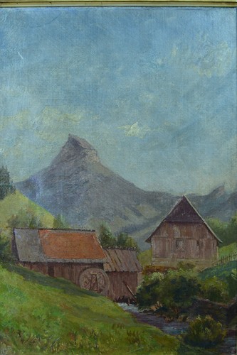 Tableau ancien montagne alpes - montagne,