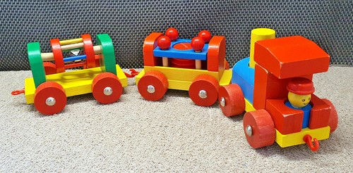 Wooden toy train - train, multicolor