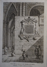 GRAVURE XVIII° TOMBEAU PIERRE JONCHET CATHEDRALE MACON BOURGOGNE COTE D'OR