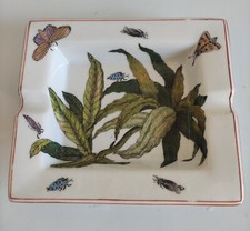 superbe Cendrier en porcelaine VINTAGE Chine ASIE déco insecte papillon CHINESE