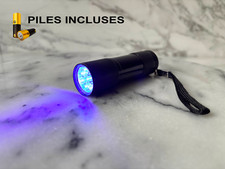 Lampe Torche UV Led UltraViolet 395 Nm Détecteur Faux Billets + Piles Incluses