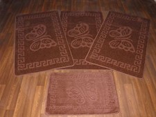 SETS DE TAPIS GITANS LAVABLES ROMAINS MEILLEUR AUTOUR ANTIDÉRAPANTS PAPILLONS DESIGN MARRON FONCÉ