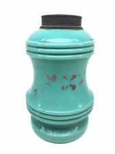 réservoir ancien de lampe à pétrole en opaline de foire couleur bleu turquoise
