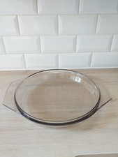 Grand plat à four ou couvercle Pyrex n°457 verre légèrement fumé