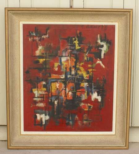 Abstraction rouge huile sur - abstraction,