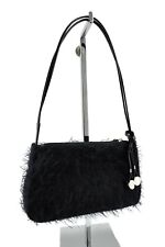 €120 Folli Follie Noir Duveteux Femme Baguette Pochette Sac Bandoulière