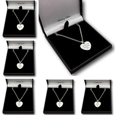 925 Argent Collier Coeur avec Gravure, Personnalisé Cadeau pour Femme Ou Fille