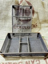 2 Paniers  en métal grillagé compartimenté vintage – Rangement industriel