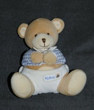 ?Peluche Doudou Ours Boule KALOO Bleu Couche Culotte Blanc Lange 15 Cm TBE