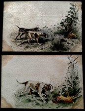 N° 790/206  Lot  2 cartes Anciennes Chiens de chasse Perdrix Lièvre Non écrites