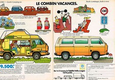 PUBLICITE ADVERTISING 055  1984  VOLKSWAGEN  le combi CAMPING-CAR  ( 2p)