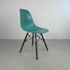 Vintage Herman Miller Pour Eames Dsw Chaise Noyer Goujon Base 50s 60s Turquoise