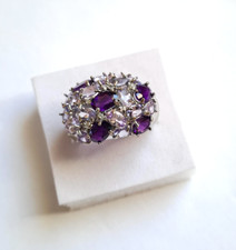 Bague cocktail améthyste tanzanite argent 925 T 57