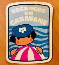 Autocollant ancien Jean Jirou-Najou années 60  vacances en caravane vintage