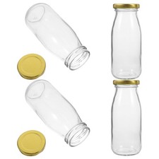 4 Pcs Bouteille Jus Bouteilles Vides D'eau En Verre Clair Rangement Lait