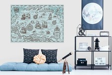 Route maritime 3D B498 carte du monde autocollant mural papier peint peinture murale Amy