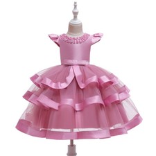 Robe De Princesse Pour Fille Avec Perles Cérémonie Fête 4-8 Ans Rose Tutu