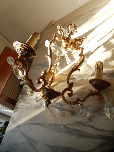 Ancien lustre bronze dore - lustre, et