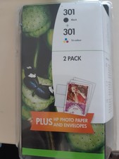 LOT DE 2 CARTOUCHES D ENCRE HP 301 NOIR+COLOUR+PHOTO PAPER