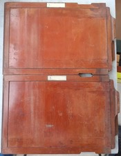 2 Chambres Photographiques anciennes + 1 Châssis Bois Double Volets Rideaux