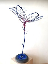 Sculpture Fleur fil de fer