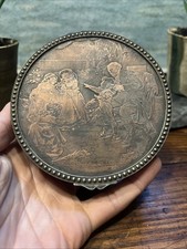 Boite Métal Argenté Scène 1900 Les Chéris du Grand Père Antique Box